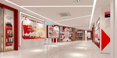 紅色主題展廳平面設(shè)計方案，讓展廳空間銜接更流暢